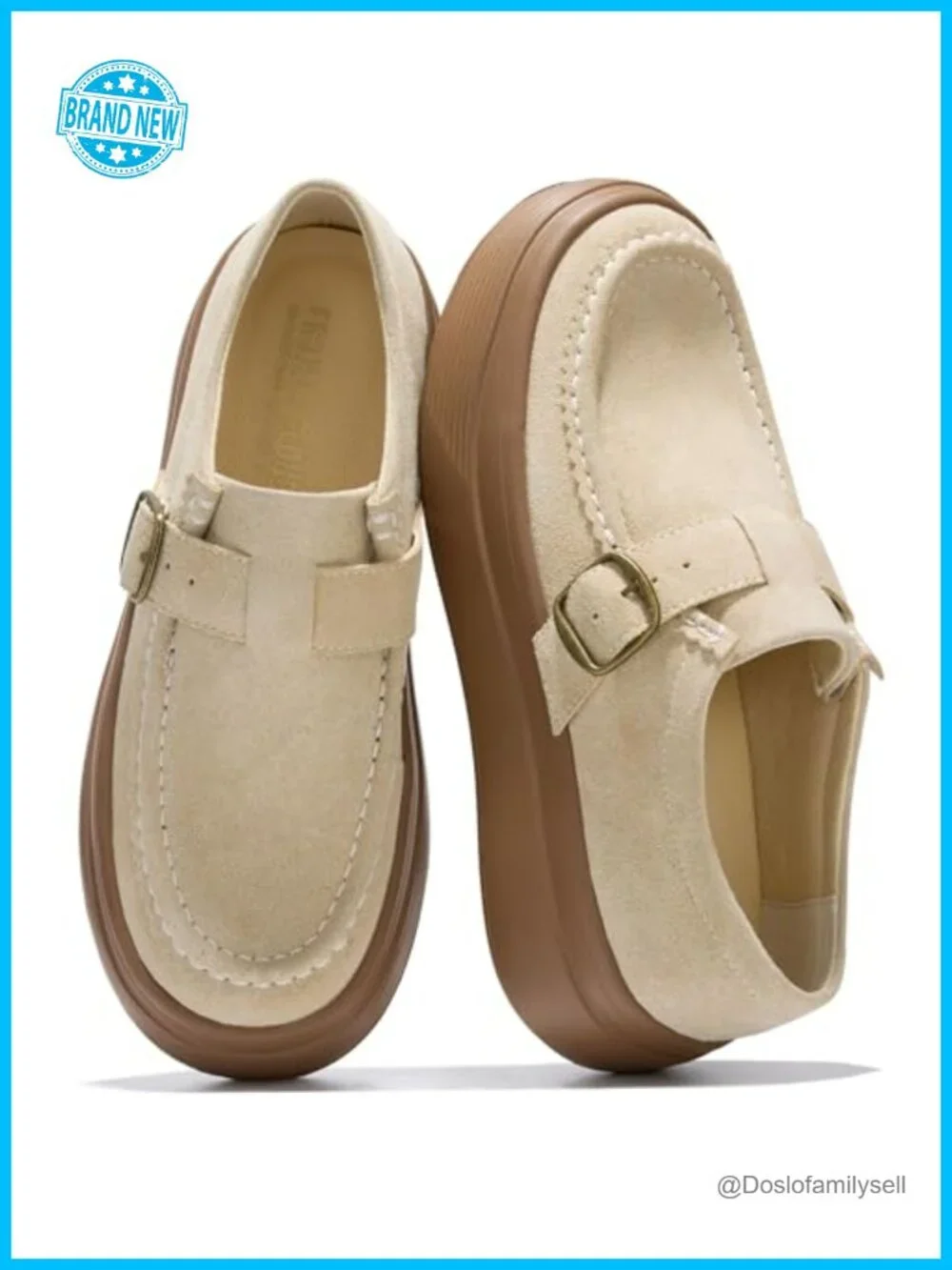 Genuine Suede Platform Loafers Women Comfortable Slip-On Chunky